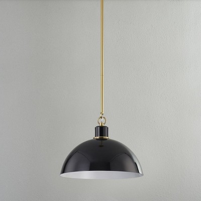 Modern Aged Brass and Black Steel Pendant Light