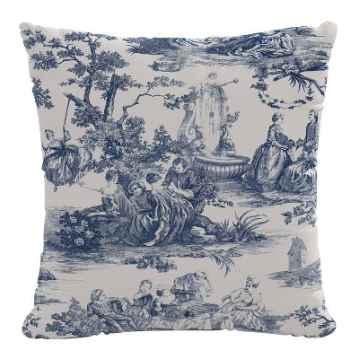 18"x18" Polyester Insert in Idyllic Days Square Throw Pillow Blue/White - Skyline Furniture: Cotton Cover, Indoor Use, Hidden Zipper