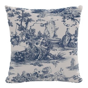 18"x18" Polyester Insert in Idyllic Days Square Throw Pillow Blue/White - Skyline Furniture: Cotton Cover, Indoor Use, Hidden Zipper - 1 of 4