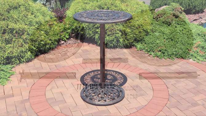 Sunnydaze 40"H Cast Iron Base and Cast Aluminum Tabletop Round Bar-Height Table, 2 of 10, play video