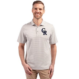 Colorado Rockies Cutter & Buck Virtue Eco Pique Stripe Recycled Mens Polo - 1 of 1
