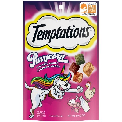 Photo 1 of [3 Pack] Temptations Purricorn Chicken Dairy  Shrimp Flavors Cat Treats - 3oz