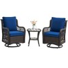 3 Piece Outdoor Patio Set, Wicker Rocking Bistro Set with 2 Swivel Chairs & Tempered Glass Top Table - 3 of 4