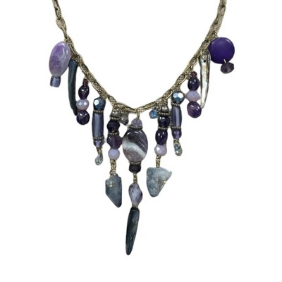 Michelle Marie Boutique's  Gemstone Cluster Bib Necklace  Tiger Eye, Blue Agate, African Turquoise, Amazonite