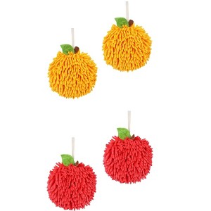 REGALWOVEN Soft Absorbent Fluffy Chenille Ball Bathroom Hand Towels with Wall Hook 4 Pack - 1 of 4