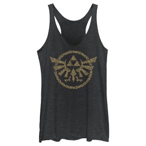Women's Nintendo The Legend of Zelda: Tears of the Kingdom Gold Hyrule Crest Racerback Tank Top - 1 of 4