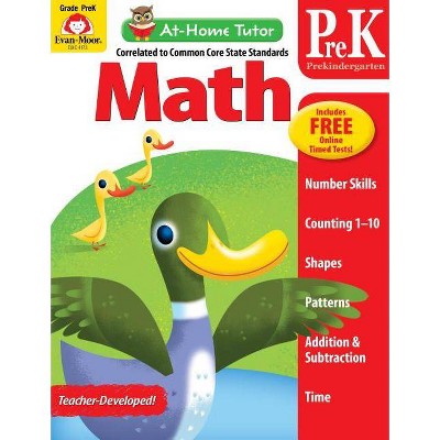 At Home Tutor Math, Grade Pre-K - (At-Home Tutor) by  Evan-Moor Educational Publishers (Paperback)