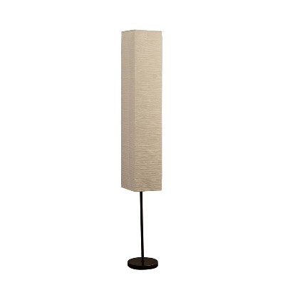62.5" Traditional Metal Japanese Paper Floor Lamp Black - Ore International