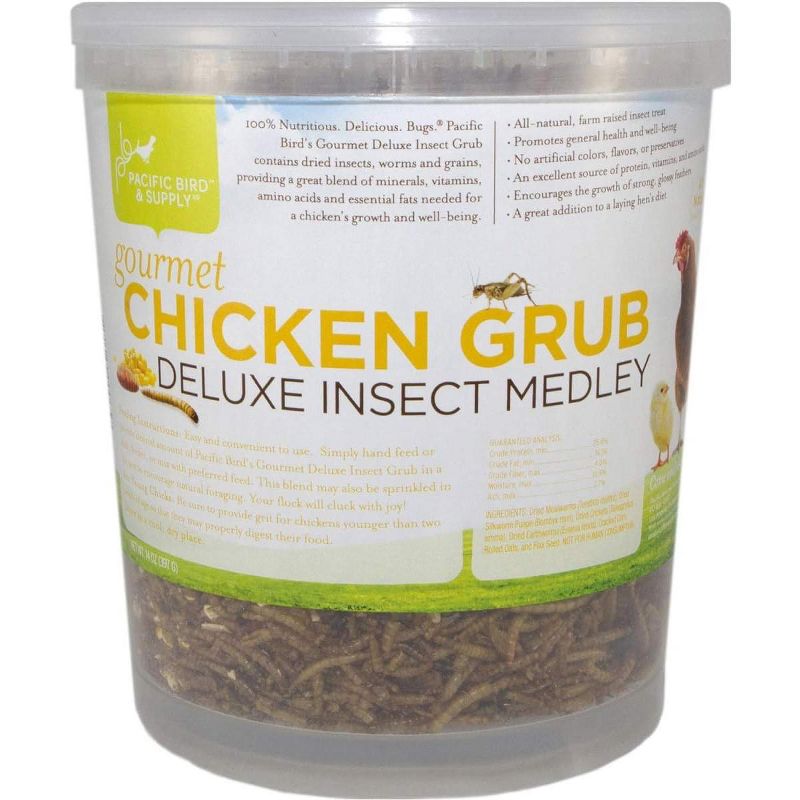 Pacific Bird & Supply Co. Gourmet Chicken Grub Deluxe Insect Medley - 29.8 oz Bucket, 1 of 2