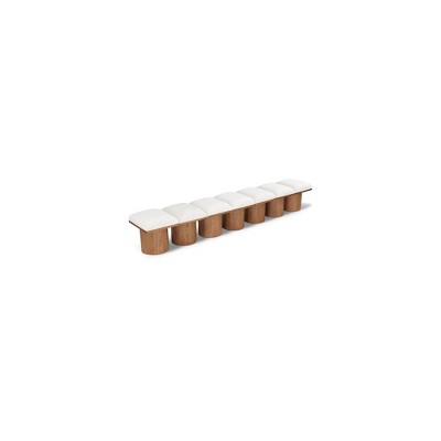Meridian Furniture,Pavilion Cream Boucle Fabric Bench