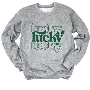 Simply Sage Market Women's Graphic Sweatshirt Lucky Clover Checkered - 1 of 4