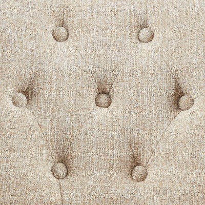 Elegant Cream Upholstered Dining Armchair with Brass Trim, Set of 2