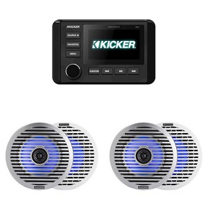 Kicker 46KMC4 Marine Gauge-Style Source & (2 Pair ) 51KM614FL 6.5" Thin-Mount Marine LED Speakers bundle - 1 of 4