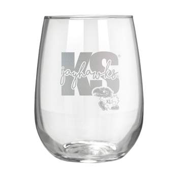 NCAA Kansas Jayhawks The Vino Stemless 17oz Wine Glass - Clear