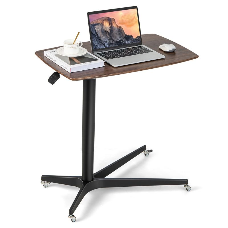 Costway Mobile Standing Desk Pneumatic Adjustable Overbed Table Rolling Laptop Cart, 1 of 11