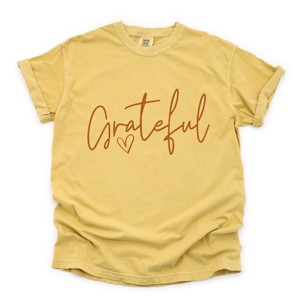 Simply Sage Market Grateful Heart Garment Dyed Tee - S - Mustard - 1 of 4