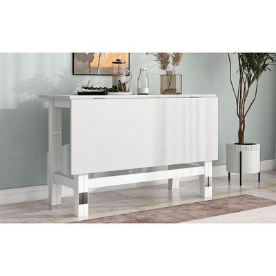 Okak Farmhouse Rectangle Extendable  Dining Table with 18 Inch Drop Leaf Kitchen Table for 4,Space-Saving,White