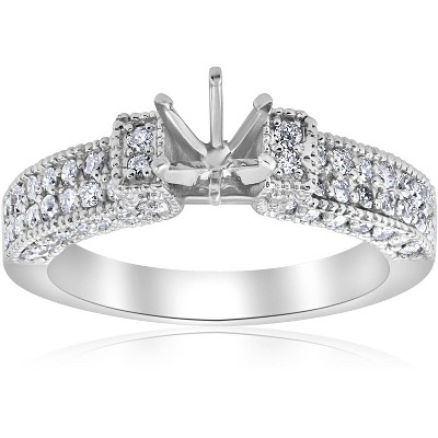 Pompeii3 1 1/4ct Vintage Engagement Ring Setting 14K White gold