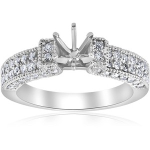 Pompeii3 1 1/4ct Vintage Engagement Ring Setting 14K White gold - 1 of 4