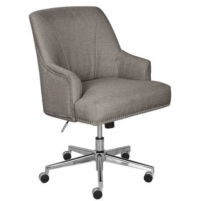 Leighton Medium Gray Fabric Swivel Home Office Chair with Memory Foam
