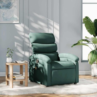 VidaXL Massage Recliner Chair Dark Green Fabric