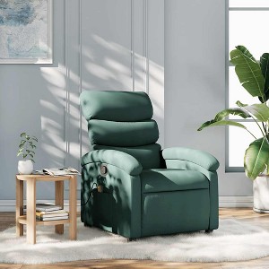 VidaXL Massage Recliner Chair Dark Green Fabric - 1 of 4