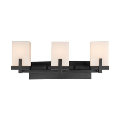 3 Light Helena Vanity with Square Frosted Glass Shades Dark Bronze - Globe Electric