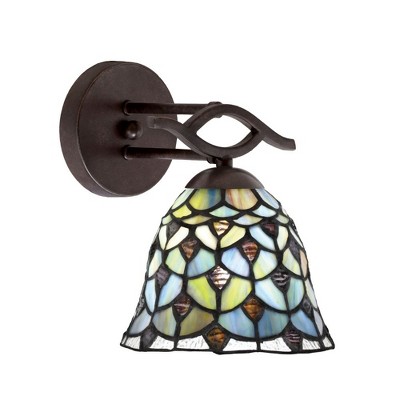 Toltec Lighting Revo 1 - Light Sconce in  Dark Granite with 7" Crescent Art Glass Shade