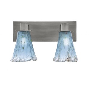 Toltec Lighting Apollo 2 - Light Vanity in  Graphite with 5.5" Fluted Teal Crystal  Shade - 1 of 1