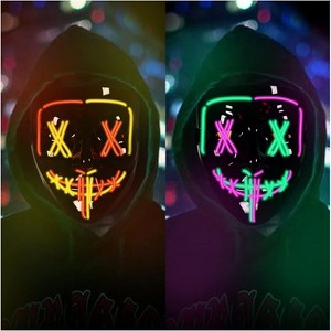 Purge Mask, 2 Pack Mask, Scary Masks, Glow Neon Mask Costume Mask for Halloween Festival Party - 1 of 4