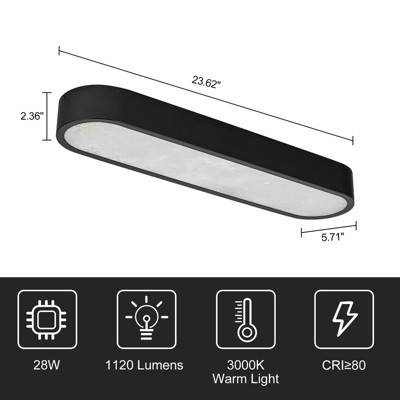 LLHZSY 23 3/5" Oval Flush Mount Ceiling Light with Marble-Black