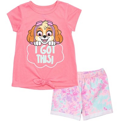 Paw Patrol Skye Graphic T-Shirt & French Terry Shorts pink / white 