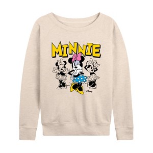 Women's - Disney - Mickey Mouse Group Lightweight French Terry Wide Neck Long Sleeve Graphic Shirt - 1 of 4