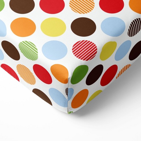 Bacati - Multicolor Large Dots 100 percent Cotton Universal Baby US Standard Crib or Toddler Bed Fitted Sheet - image 1 of 4