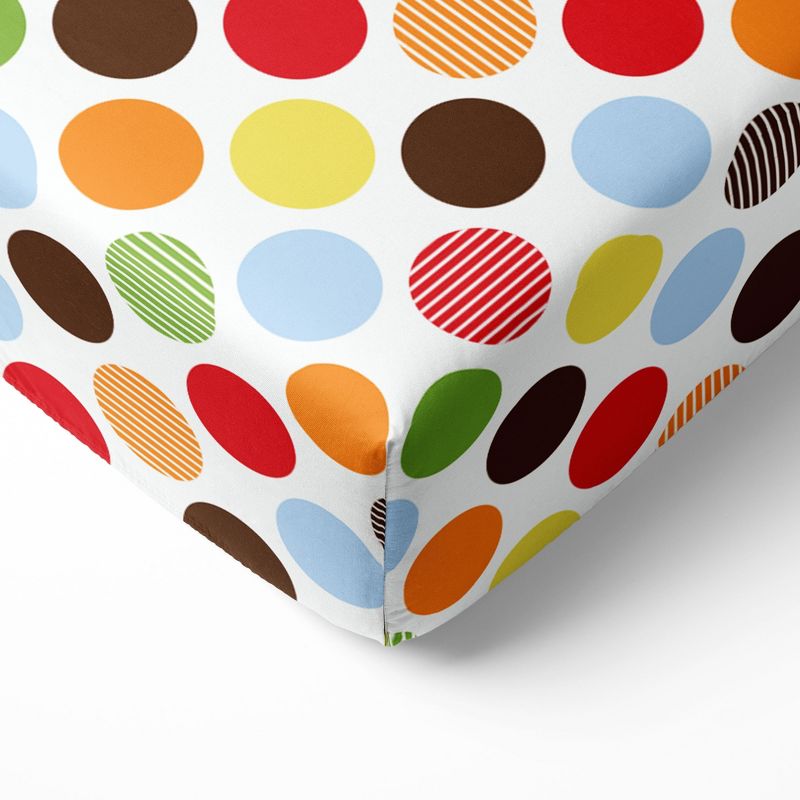 Bacati - Multicolor Large Dots 100 percent Cotton Universal Baby US Standard Crib or Toddler Bed Fitted Sheet, 1 of 6
