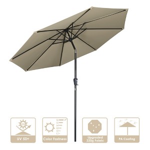 Yescom 9Ft UV50+ 3000PA Aluminum Patio Umbrella with Crank Tilt for Outdoor Brown - 1 of 4