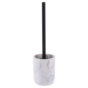 Evideco French Home Goods Black Marble Toilet Brush and Holder Set - 1 of 4