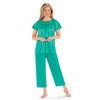 Collections Etc Smocked Tricot Top 2-Piece Capri Pants Pajama Set - 2 of 4