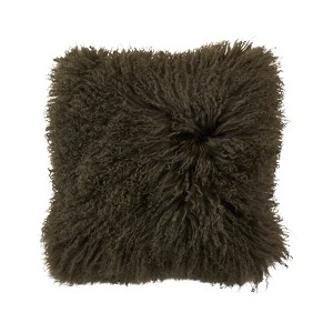 Saro Lifestyle 100% Wool Mongolian Lamb Fur Throw Pillow With Poly Filling - 1 of 3