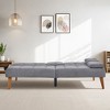 Futon Sofa Bed-Leather Small Futon Couch, Futon Lounge Sofa, Futon Convertible with Cup Holder - 3 of 4