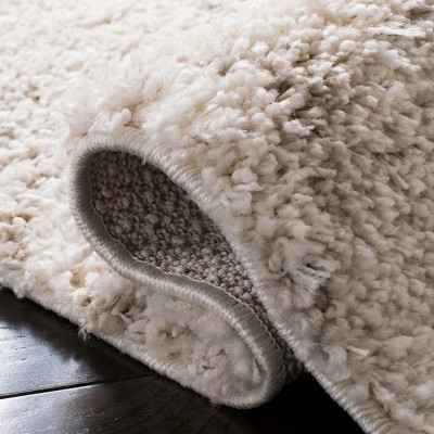 Ivory Beige Hand-Knotted Shag Area Rug 79"x11"