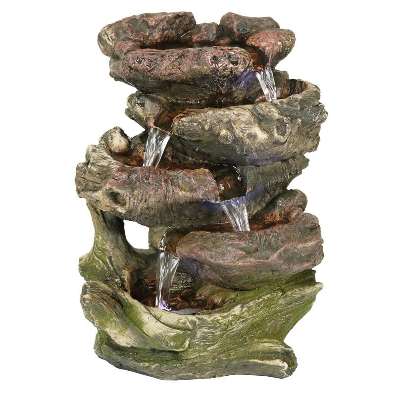Sunnydaze Indoor Decorative Calming 5-Step Rock Falls Waterfall Tabletop Water Fountain with LED Lights - 14", 1 of 14