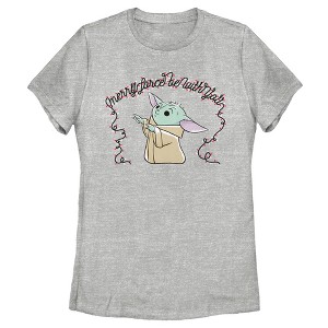 Women's Star Wars The Mandalorian Christmas The Child Light Up Letters T-Shirt - 1 of 4