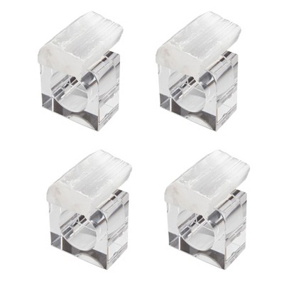 Clear Selenite and Acrylic Napkin Rings, Set of 4