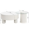 Set of 2 Round Nesting Coffee Table, Modern Coffee Table Set with Storage Drawer, Plastic Nesting Coffee Table for Living Room or Lounge-Koiai - 3 of 4
