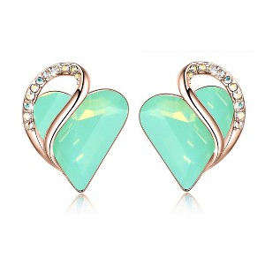 Leafael 18K Rose Gold Plated Love Heart Stud Earrings with Healing Stone Crystal Jewelry Gifts for Women - 1 of 4