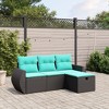 vidaXL 4 Piece Patio Sofa Set with Cushions Black Poly Rattan - Black without storage - 2 of 4