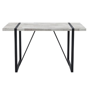 TiramisuBest Minimalist Retro Rectangular Dining Table with Gray Textured MDF Top & Black Metal Legs, Structured Visual Design - 1 of 4