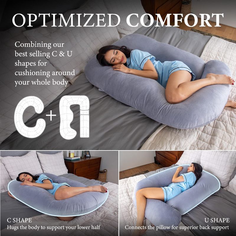 PharMeDoc Pregnancy Pillow, U-Shape Full Body Maternity Pillow, Jersey Cotton Cover, 4 of 8