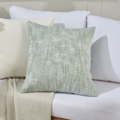 Aqua Woven Basketweave Square Outdoor Throw Pillow 18" x 18"